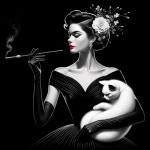 Elegant Woman in Black Gown with White Cat and Cigarette | Deep Dream Generator --- --- EL   G  A  T  O --- --- | Deep Dream... 