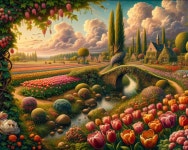 Images of Paintings of seasonal landscapes pieced together like a jigsaw puzzle to form one seamlessly painted painting. | Deep... 