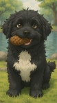 Fluffy Black Dog with Pine Cone by Serene River | Deep Dream Generator Joyful Pup by the River with Pine Cone | Deep Dream Generator