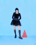 [파쿠아 바이 민주킴][스테이씨 윤 PICK]RIBBON SQUARE NECK JERSEY TOP_BLACK [W CONCEPT]