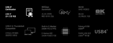 POOM | USB-IF 인증 USB4 240W 80Gbps 케이블 1m USB-IF 인증 USB4 240W 80Gbps 케이블 1m
