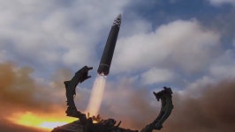 BEMIL 최신 영상 - BEMIL 군사세계 북 신형 ICBM 화성17 발사 영상 공개, 주먹으로 발사 버튼 누르기 등 오버액션 화성17 선전영상 