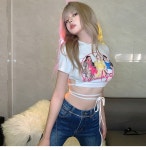 여성 반팔티셔츠 여자 여름 날씬해 반팔 티셔츠 a67 유럽과 미국의 뜨거운 소녀 짧은 인쇄 반팔 티 | 돈버는 쇼핑 도매꾹 [도매꾹] 여성... 