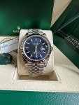 Rolex Datejust 41 NEW 2023 Blue Index Stick Dial Fluted Bezel... for $17,495 for sale from a Trusted Seller on Chrono24