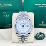 Rolex Datejust 41mm, White, Jubilee, 126334-0010, Unworn 2024 for $14,500 for sale from a Trusted Seller on Chrono24