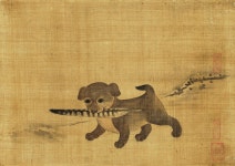 이슈/유머 - 이암(李巖), 〈견도〉(犬圖, 강아지와 꿩 깃털, c. 16세기)