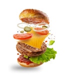 Premium Photo | Burger with flying elements