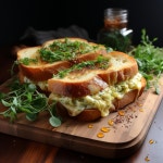 갓 만든 계란과 샐러드 샌드위치 | 무료 사진