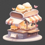 배경에 고립 된 3D 개념 계란 와플 가게 | AI 생성 PSD