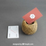 Free PSD | Business card mockup with cord