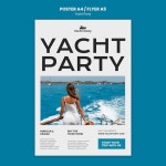 Flat design yacht party template | Free PSD