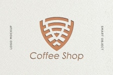 Premium PSD | Mockup logo deboss coffee with white background