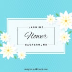 평면 디자인에 블루 재스민 배경 | 무료 벡터