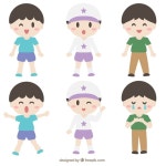 표정이 다른 아이들 | 무료 벡터