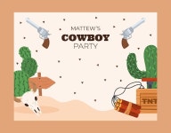 Cowboy party event photocall template | Free Vector