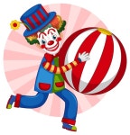 공을 가지고 공연하는 귀여운 광대 | 무료 벡터