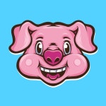 Cute pinky pig character logo | Free Vector