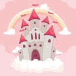 Free Vector | Fairy tale castle with rainbow