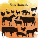 Farm animals silhouettes | Free Vector