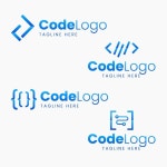 플랫 디자인 코드 로고 팩 | 무료 벡터