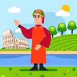 평면 디자인 단테 그림 | 무료 벡터