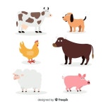 플랫 농장 동물 모음 | 무료 벡터