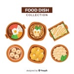 Flat food dish collection | Free Vector