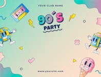 Free Vector | Gradient cartoon 90s party photocall template
