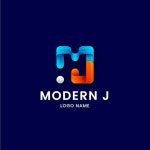그라데이션 mj 모노그램 로고 디자인 | 무료 벡터