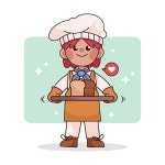 손으로 그린 베이커 만화 그림 | 무료 벡터