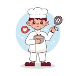 손으로 그린 베이커 만화 그림 | 무료 벡터