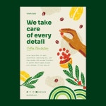 손으로 그린 커피 농장 포스터 템플릿 | 무료 벡터