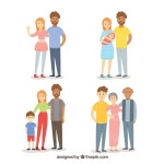 다른 삶의 단계에서 손으로 그린 가족 | 무료 벡터