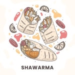 손으로 그린 영양가있는 shawarma 그림 | 무료 벡터