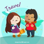 전 세계를 여행하는 행복한 사람들 | 무료 벡터