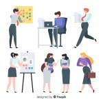 사무실에서 일하는 사람들의 그림 | 무료 벡터