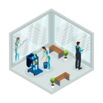아이소 메트릭 청소 서비스 개념 | 무료 벡터
