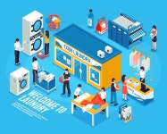 Free Vector | Laundry interior isometric composition Free Vector | Laundry interior isometric composition 