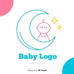 사랑스러운 아기가 게 로고 템플릿 | 무료 벡터