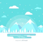 평면 디자인으로 사랑스러운 겨울 풍경 | 무료 벡터