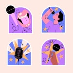 나이브 노래방 스티커 세트 | 무료 벡터