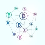 블록 체인 비트 코인 배경 네트워크 | 무료 벡터