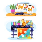 유기 평면 인쇄 산업 그림 | 무료 벡터