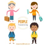 플랫 스타일로 여행하는 사람들 | 무료 벡터