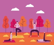 사람들이 요가 활동 | 무료 벡터