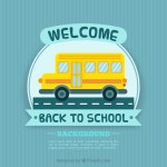 평면 디자인의 스쿨 버스와 리본 | 무료 벡터
