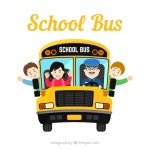 평면 디자인의 스쿨 버스 및 어린이 | 무료 벡터