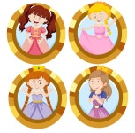 동전에 공주 세트 | 무료 벡터