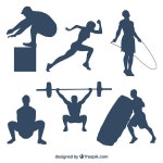 Crossfit을하는 사람들의 실루엣 세트 | 무료 벡터