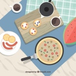 테이블 fulll 맛있는 음식 | 무료 벡터
